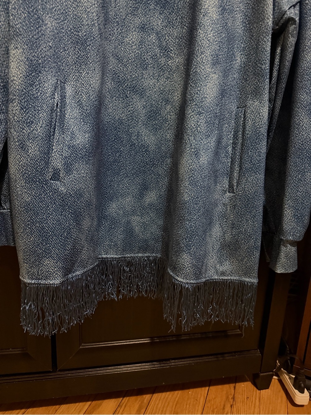 Blue Fringe Hem Women's Jacket